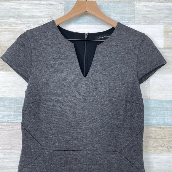 Banana Republic Seamed Ponte Sheath Dress Gray Lined Stretch Career Womens 4 - Picture 2 of 9